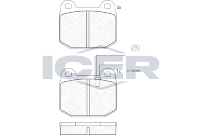 Комплект тормозных колодок, дисковый тормоз ICER 180627 для ALFA ROMEO 90