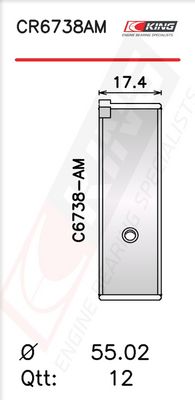 Черупка на биелен лагер KING CR6738AM0.25