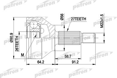 Шарнирный комплект, приводной вал PATRON PCV1417 для FORD MONDEO