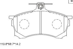 Комплект тормозных колодок, дисковый тормоз ASIMCO KD4706 для MITSUBISHI CARISMA
