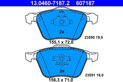 Комплект тормозных колодок, дисковый тормоз ATE 13.0460-7187.2 для VOLVO S80