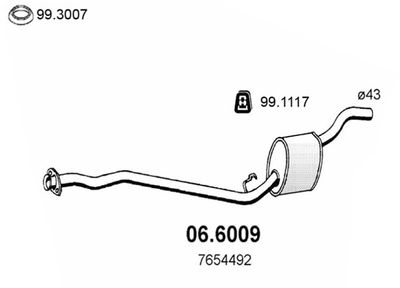 Средний глушитель выхлопных газов ASSO 06.6009 для AUTOBIANCHI Y10