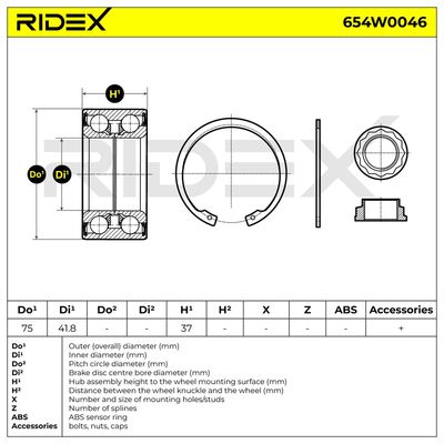 комплект колесен лагер RIDEX 654W0046