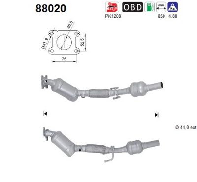 Catalyseur AS — 850mm