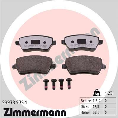 Комплект тормозных колодок, дисковый тормоз ZIMMERMANN 23973.975.1 для DACIA DOKKER