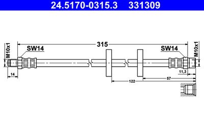 Тормозной шланг ATE 24.5170-0315.3 для VW SANTANA
