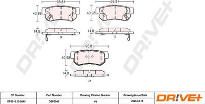 BREMSBELAGSATZ SCHEIBENBREMSE DR!VE+ DP1010100045 2