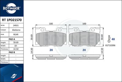 Brake pad set, disc brake