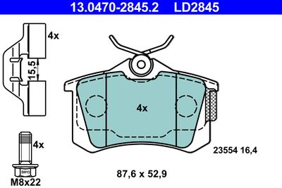 Комплект тормозных колодок, дисковый тормоз ATE 13.0470-2845.2 для RENAULT AVANTIME