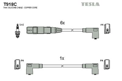 Комплект проводов зажигания TESLA T918C для VW CORRADO