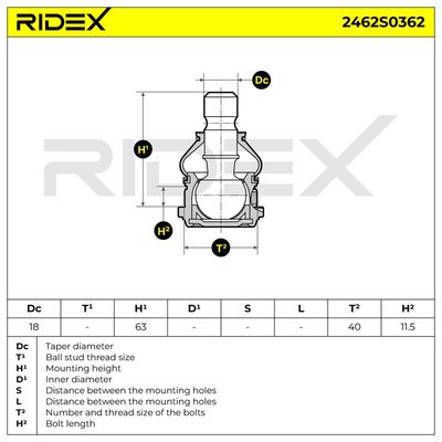 Шарнири RIDEX 2462S0362