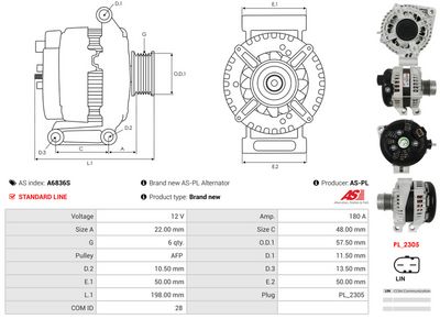 GENERATOR / ALTERNATOR AS-PL A6836S 4