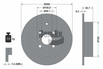 Тормозной диск BENDIX Braking BDS1396 для GEELY VISION