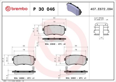 Brake Pad Set, disc brake P 30 046