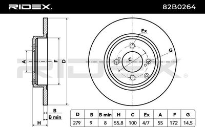 спирачен диск RIDEX 82B0264