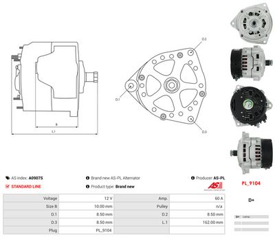 GENERATOR / ALTERNATOR AS-PL A0907S 4