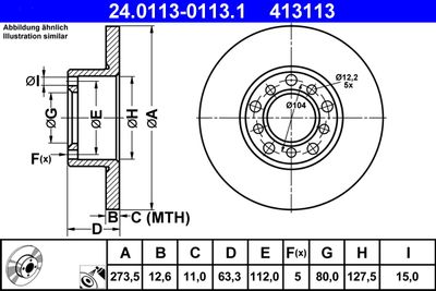 Тормозной диск ATE 24.0113-0113.1 для MERCEDES-BENZ /8