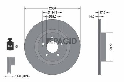 спирачен диск PAGID 56594NC