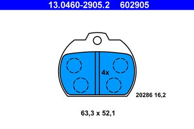 Комплект тормозных колодок, дисковый тормоз ATE 13.0460-2905.2 для VW KAEFER