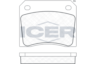 комплект спирачно феродо, дискови спирачки ICER 180036