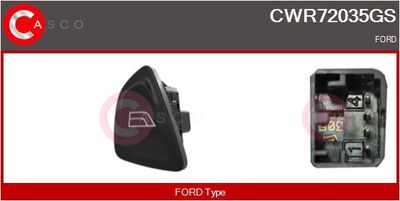 Выключатель, стеклолодъемник CASCO CWR72035GS для FORD KA