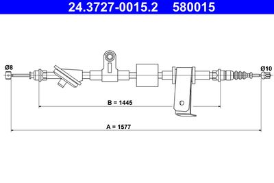 ATE 24.3727-0015.2 Трос ручного тормоза  для ALFA ROMEO BRERA (Альфа-ромео Брера)