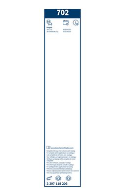 Wisserblad draaibaar Voor (2pcs) 702 Twin 700/650mm past: PEUGEOT 307 08.00-12.09