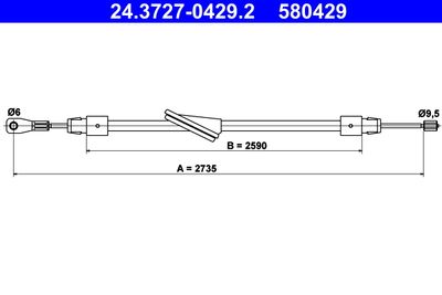 Тросик, cтояночный тормоз ATE 24.3727-0429.2 для MERCEDES-BENZ CLK