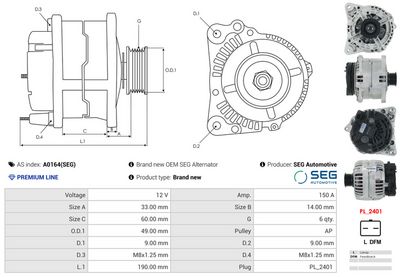 GENERATOR / ALTERNATOR AS-PL A0164SEG 4