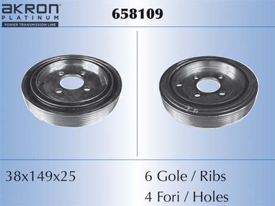 Ременный шкив, коленчатый вал AKRON-MALÒ 658109 для CITROËN C5