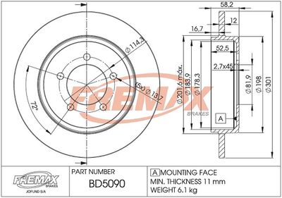 Тормозной диск FREMAX BD-5090 для FORD USA EXPLORER