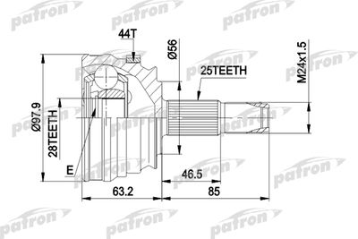 PATRON PCV1153 ШРУС  для FIAT MAREA (Фиат Мареа)