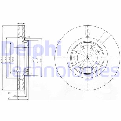DELPHI BG3586 Тормозные диски DELPHI для MITSUBISHI PAJERO