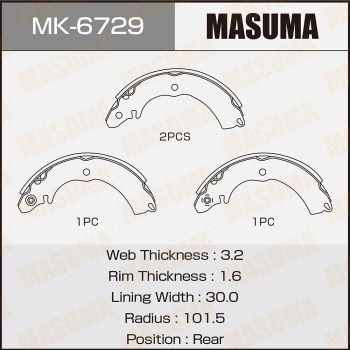 Комплект тормозных колодок MASUMA MK-6729 для MITSUBISHI COLT
