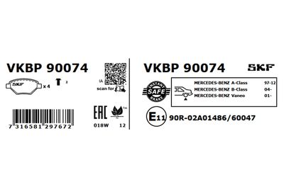 Brake Pad Set, disc brake VKBP 90074