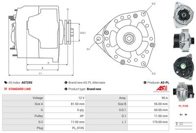 GENERATOR / ALTERNATOR AS-PL A0729S 4