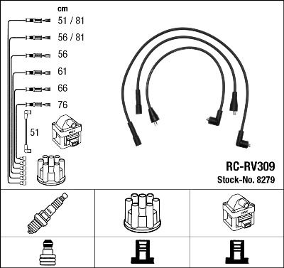 Комплект проводов зажигания NGK 8279 для LAND ROVER RANGE ROVER