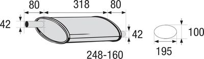 Midterste, lyddæmper, universal KLOKKERHOLM 248-160