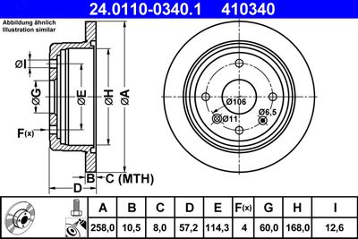 Тормозной диск ATE 24.0110-0340.1 для CHEVROLET NUBIRA