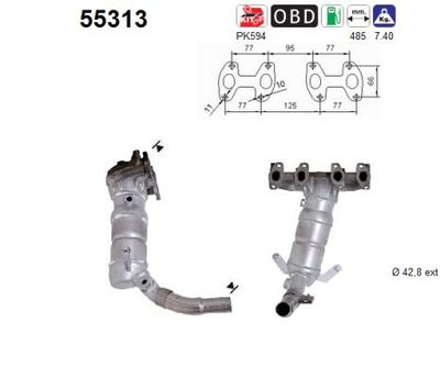 AS 55313 Катализатор  для FIAT PANDA (169_) 1.2 (169.AXB11, 169.AXB1A)