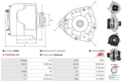 GENERATOR / ALTERNATOR AS-PL A6295 4