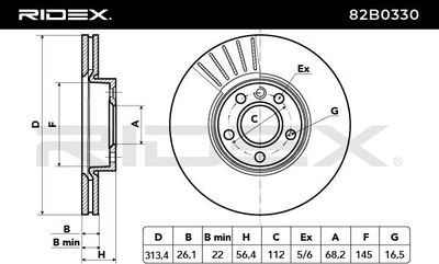 спирачен диск RIDEX 82B0330