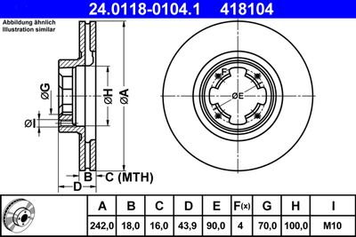 Тормозной диск ATE 24.0118-0104.1 для SUBARU XT