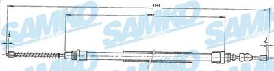 Тросик, cтояночный тормоз SAMKO C0738B для RENAULT SUPER
