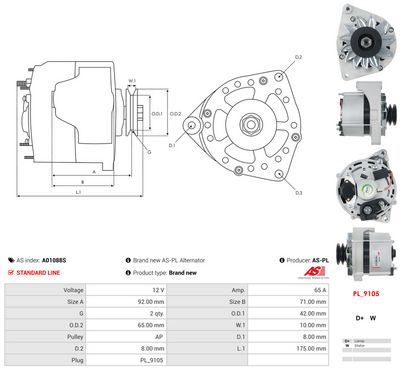 GENERATOR / ALTERNATOR AS-PL A01088S 4