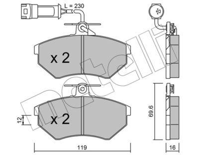 Комплект тормозных колодок, дисковый тормоз METELLI 22-0050-4 для VW CORRADO