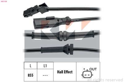 Czujnik, prędkość obrotowa koła KW 460 104