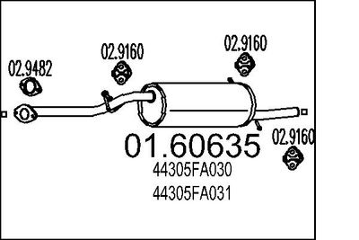 MTS 01.60635 Глушитель выхлопных газов  для SUBARU IMPREZA (Субару Импреза)