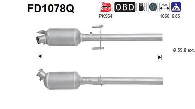 Filtr sadzy / filtr cząstek stałych, układ wydechowy AS FD1078Q