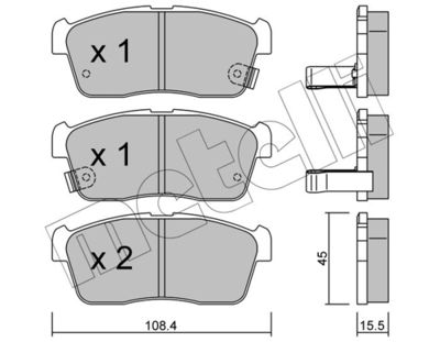 Комплект тормозных колодок, дисковый тормоз 22-0415-0
